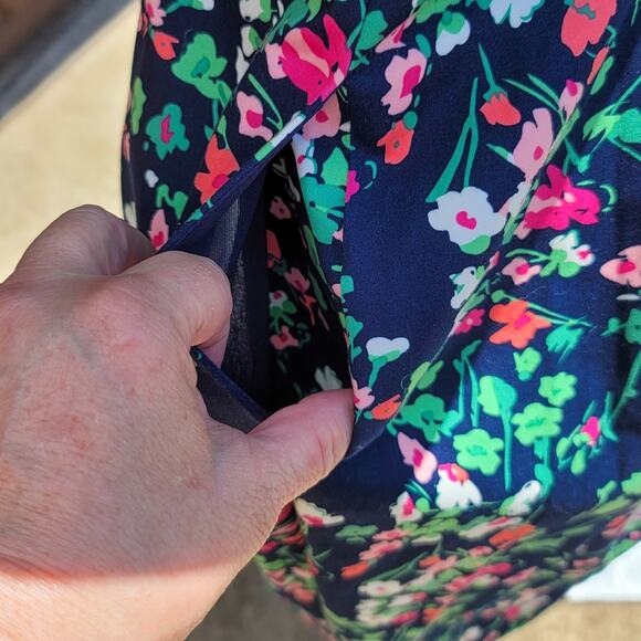 Nine West fit & flare double V neck sleeveless floral dress w-pockets size 6 - Picture 9 of 15